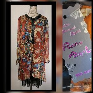 Pretty Angel Fairy Tunic Top Large Silk Long Sheer Sleeves Romantic Whimsygoth